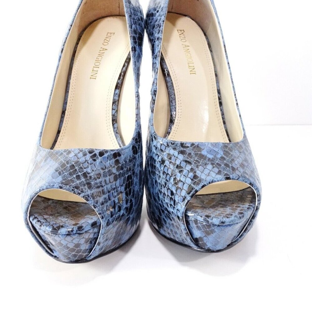🚨Enzo Angiolini Blue Snakeskin Platform Heel Shoes EATANEN  Sz 6.5 M - Picture 10 of 13